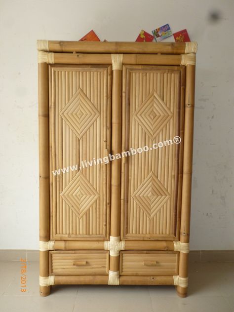 Bamboo Wardrobe Furniture, Bamboo Closet, Bamboo Wardrobe, Three Door Wardrobe, Bamboo Cabinets, Wardrobe Furniture, Bamboo Crafts, Bamboo Furniture, Bamboo Design