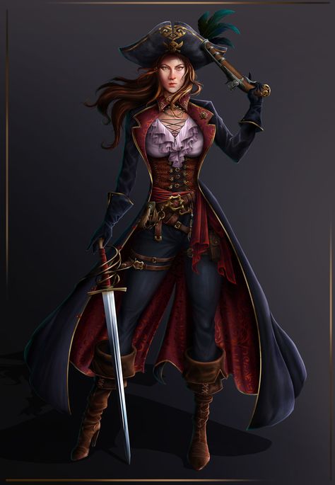 Swashbuckler Aesthetic, Female Pirate Captain Character Design, Fantasy Pirate Outfit, Pirate Captain Outfit, Pirate Armor, Pirate Aesthetic Female Outfit, Female Pirates, Female Pirate, Pirate Books