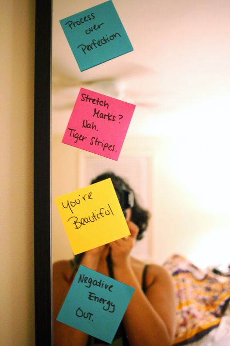 Post-It Affirmations On My Mirror As A Daily Reminder Daily Affirmations On Mirror, Sticky Notes Photography, Post It Notes On Mirror, Alzheimers Aesthetic, Affirmation Post It Notes, Inspirational Things To Write On Your Mirror, Post It Note Affirmations, Sticky Notes On Mirror Self Love, Mirror With Sticky Notes