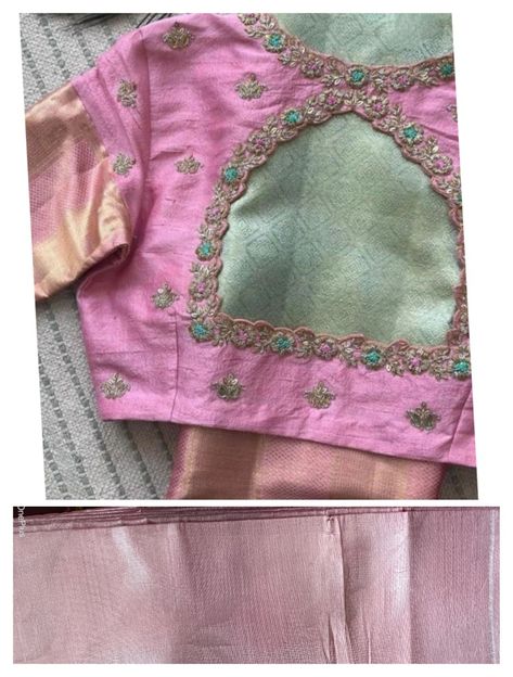 Baby Pink Maggam Work Blouses, Baby Pink Pattu Saree, Pink Blouse Designs For Saree Pattu, Latest Work Blouses For Pattu Sarees, Simple Maggam Work Blouse Designs, Maggam Work Blouse Designs Latest For Pattu Sarees, Magam Work Blouses Latest, Pink Blouse Work, Basic Blouse Designs