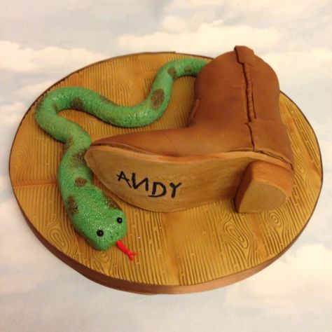 There's a Snake in my Boot - a Toy story 20yr collaboration  by Daisycupcake Toys Story Cake, Movie Treats, Boot Cake, Snake In My Boot, Toy Story Printables, Toy Story Tattoo, Toy Story Cookies, Gravity Defying Cake, Toy Story Cakes