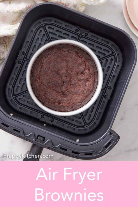 Fudgy Air Fryer Brownies are a chocolate lover's dream. Unlock the baking potential of your air fryer with this simple recipe for gooey chocolate brownies. They're rich, fudgy, and so simple to make! Air Fryer Brownies, Gooey Chocolate Brownies, Easy Brownie, Brownie In A Mug, Preppy Kitchen, Easy Party Food, Chocolate Lava Cake, Easy Air Fryer, Peanut Butter Lovers