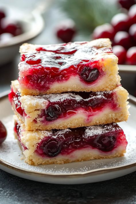 Desserts With Cherry Filling, Cherry Kuchen Bars, Cherry Preserves Desserts, Cherry Pie Filling Cookies, Christmas Cherry Cheesecake Bars, Christmas Cherry Bars, Recipes With Cherry Pie Filling, Recipes Using Cherry Pie Filling, Cherry Dessert Recipes