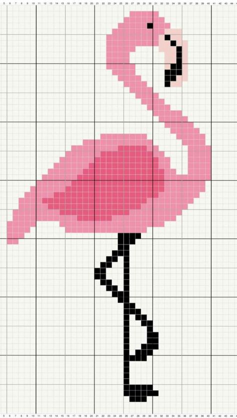 Cross Stitch Flamingo, Flamingo Cross Stitch, Crochet Flamingo, Rose 31, Cross Stitch Pattern Maker, Crochet Wall Art, Stitching Projects, Graph Crochet, Tapestry Crochet Patterns