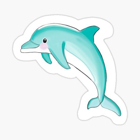 Ocean Procreate, Stickers Artist, Inspiration Stickers, Dolphin Sticker, Blue Dolphin, Redbubble Stickers, Bella Bella, Sticker Ideas, Binders