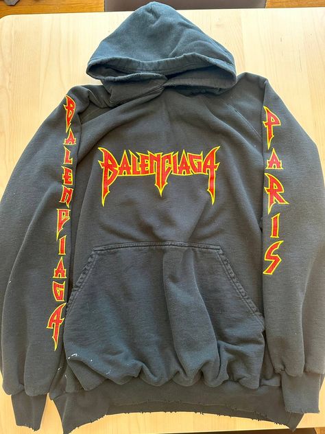 Balenciaga Metal Rock Hoodie | Grailed Balenciaga Hoodie, Balenciaga Top, Balenciaga Mens, Men's Tops, Metal Logo, Metallic Logo, Fashion Killa, Hard Rock, Balenciaga