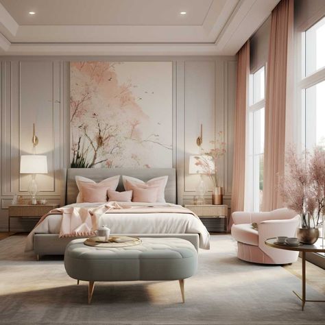 Hot Pink Bedrooms, Blue And Pink Bedroom, Taupe Bedroom, Blush Pink Bedroom, Sophisticated Bedroom, Pink Bedroom Decor, Dekorasi Kamar Tidur, Pink Bedrooms, Woman Bedroom