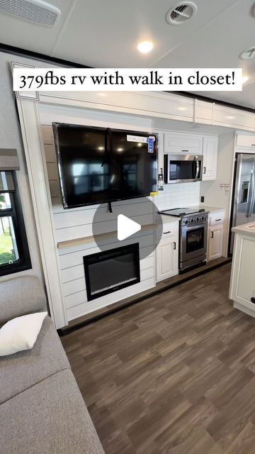 Rv With Fireplace, Bunk House Travel Trailer Remodel, Large Rv Interior, Remodeling Rv, Rv Storage Hacks, Campers And Rv, Rv Wifi, Rv Appliances, Rv Living Room