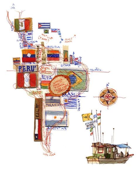 Michele Tranquillini - Map of South America South America Aesthetic Wallpaper, South America Art, America Map Art, Latin America Map, Map Of South America, South American Art, South America Map, Football World Cup, America Latina