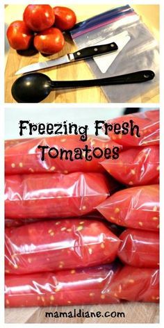 Freeze Fresh Tomatoes, Freezing Food Guide, Freezing Vegetables, Fresh Tomato Recipes, Home Canning Recipes, Canning Vegetables, Canned Food Storage, Tandoori Masala, Frozen Veggies