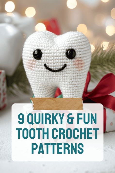 9 Fun Tooth Crochet Patterns for Creative Projects Crochet Tooth Pattern Free, Tooth Crochet Pattern Free, Tooth Fairy Gifts, Crochet Cat Toys, Cute Tooth, Dental Design, Get Well Soon Gifts, Gifts For Dentist, Easy Crochet Projects