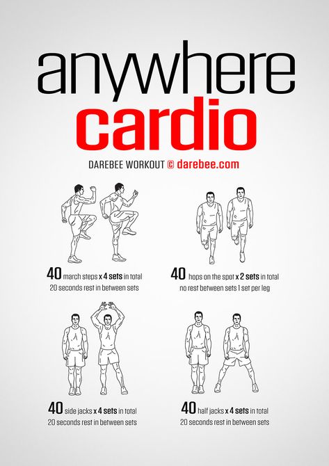 Anywhere Cardio Workout Cardio Workout Video, Workout Template, Football Workouts, Cardio At Home, Cardio Workout At Home, Exercise Ideas, Abs Training, Men Stuff, Printable Workouts