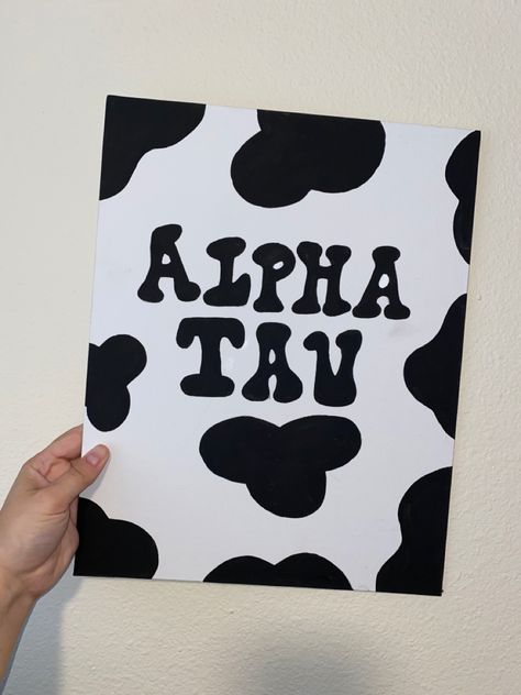 Cow Print Sorority Canvas, Disney Sorority Canvas, Cow Print Canvas Painting, Sorority Painting Ideas, Cow Print Diy, Big Little Canvas Ideas, Canvas Cow Print, Disney Sorority, Big Little Paintings