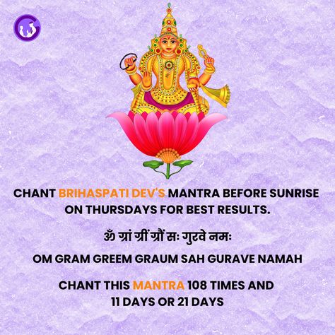 With the blessings of Brihaspati Dev, may prosperity and success illuminate your path! 🌟 . . Follow For More . . #health #wealth #thursday #mantra #gurucool Thursday Mantra, Brihaspati Dev, God Poems, Wealth Mantra, Spiritual Mantras, Devi Mantra, Money Prayer, All Mantra, Mantra For Good Health