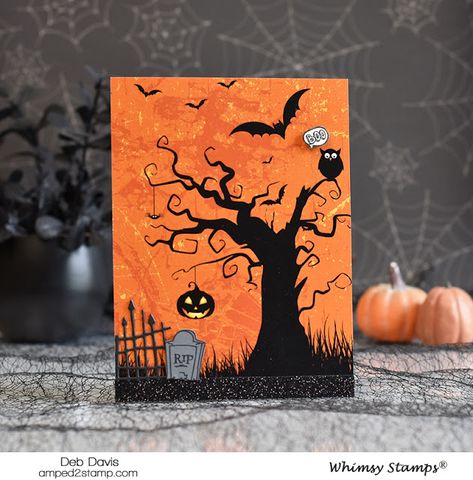 HAPPY HALLOWEEN and Prize winners announced!! - NewAmped2Stamp Halloween Prizes, 31 Nights Of Halloween, Tim Holtz Halloween, Halloween Card Ideas, Card Stamping Ideas, Painting Halloween, Halloween Cards Handmade, Card Stamping, Cards Halloween