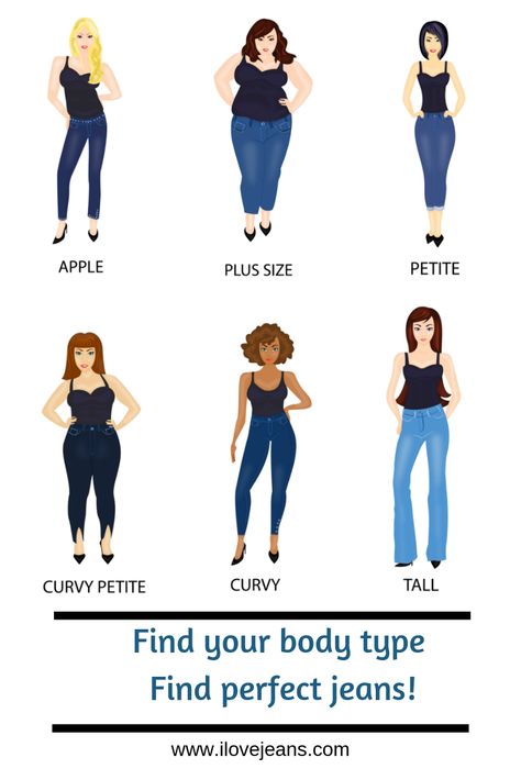 Best Jeans For Short And Curvy, Jeans According To Body Shape, Types Of Jeans Body Shapes, Jeans For Tall And Curvy, Dressing For Curvy Figures, Hourglass Jeans Outfit, Curvy Figure Outfits, What Jeans To Wear Body Types, Perfect Jeans For Your Body Type