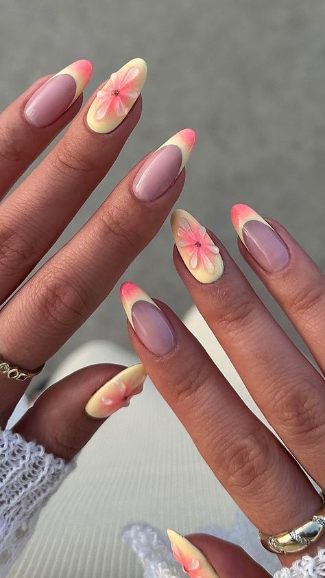 4 Nail Polish Colors Trending in July, From Baby Blue to Brat Green Baby Blue Summer Nails, Summer Nails Blue Hibiscus, Baby Blue Hibiscus Nails, Honolulu Blue Nails, Vacation Nails￼, Caribbean Nails Designs, Nail Ideas Colorful, Green Nails Summer, Pink And Blue Tropical Nails