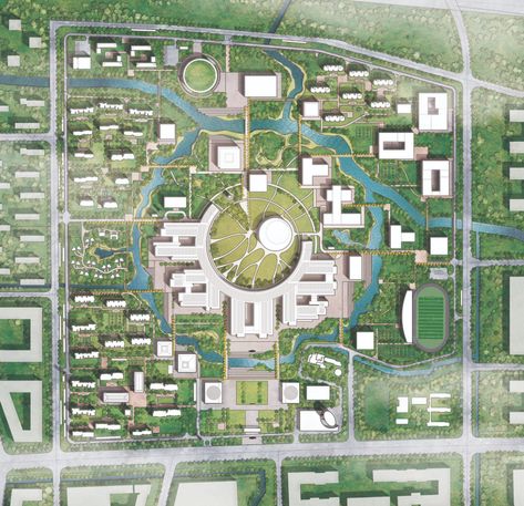 University Campus Design Master Plan, University Campus Masterplan, University Layout, Research Center Architecture, University Campus Design, University Master Plan, Lake Landscape Architecture, University Planning, Campus Masterplan