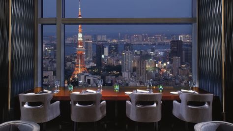 Ritz-Carlton Tokyo- Reserve the Chef’s Tower table at Towers, which commands a magnificent view of Tokyo Tower and the Sky Tree Tower - Minato Tokyo, Ritz Carlton Hotel, Tokyo City, Burj Al Arab, Tokyo Hotels, Tokyo Tower, Center Of Excellence, Japan Trip, City Hotel