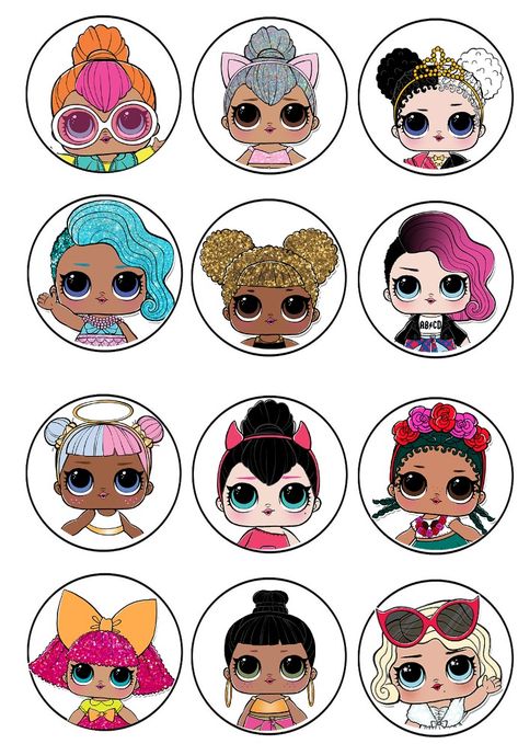 Musings of an Average Mom: L.O.L. surprise cupcake toppers 2 Lol Doll Cake Topper Printable Free, Lol Surprise Cake Topper Free Printable, Lol Surprise Printable Stickers, Lol Printables Free Cake Toppers, Lol Cupcake Toppers Printable, Lol Dolls Printables Free, Cupcake Toppers Free Printable, Lol Cake Topper, Princess Party Games