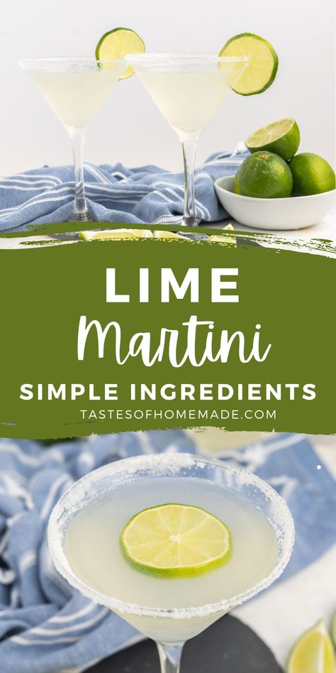 The lime martini is a tart, refreshing cocktail made with just a few simple ingredients. It is ideal for those who like a strong lime flavor and prefer their drinks to have more sour notes than sweet ones.  Made with fresh-squeezed lime juice, vodka, and a splash of orange liqueur it packs a punch of citrus flavour. Cucumber Lime Martini, Cocktails With Lime Juice, Lime Drinks Cocktails, Lime Cocktails, Lime Martini, Key Lime Martini, Grapefruit Martini, Martini Recipes Vodka, Simple Syrup Cocktails