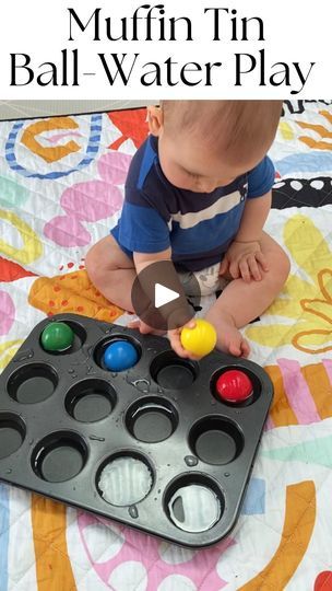 1.4M views · 673 reactions | •MUFFIN TIN WATER PLAY FOR BABIES• 🧁 🧁 🧁 🧁 🧁 Babies love containment play —  taking objects out of containers and putting them back in (but mostly taking them out) They typically start taking objects out of containers from any age after 7 months to 11 months old. Closer to 11 months, some babies start to put the objects back in one at a time.  TIP: Introduce this container experience now, and plan to repeat it well into toddlerhood. ⁣You can incorporate numeracy by counting the objects out loud one by one, or use multi-coloured objects to identify colours. This muffin tin experience is a simple and fun learning activity that also strengthens important hand muscles, improves fine motor skills, and practices hand-eye coordination. We used our muffin tin Hand Muscles, Water Play, Numeracy, Muffin Tin, 7 Months, Fine Motor Skills, Fine Motor, Motor Skills, Out Loud