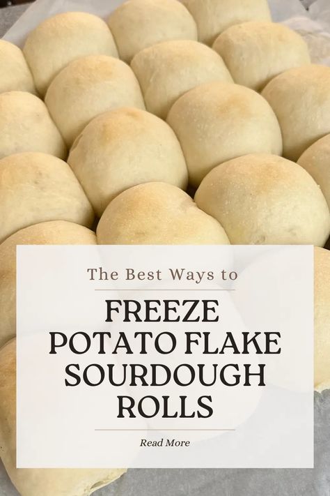 How to Freeze Potato Flake Sourdough Dinner Rolls - Little Tennessee Home Freezing Potatoes, Dough Starter Recipe, Sourdough Dinner, Sourdough Dinner Rolls, Easy Sourdough Bread Recipe, Frozen Dinner Rolls, Recipe Using Sourdough Starter, Sourdough Rolls, Sourdough Cinnamon Rolls