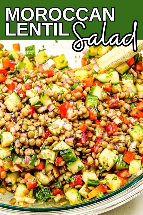 Healthy Lentil Salad, Moroccan Lentil, Healthy Lunch Salad, Lentil Salad Recipes, Rice Salad Recipes, Winter Salad Recipes, Vegetarian Salad, Lunch Salad, Quick Salads