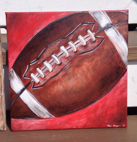 Football Canvas Art                                                                                                                                                     More Football Paintings, Football Canvas, Sports Painting, Baby Nursery Art, Football Wall Art, Sport Canvas, Painting Canvases, Kids Canvas, Easy Canvas Art