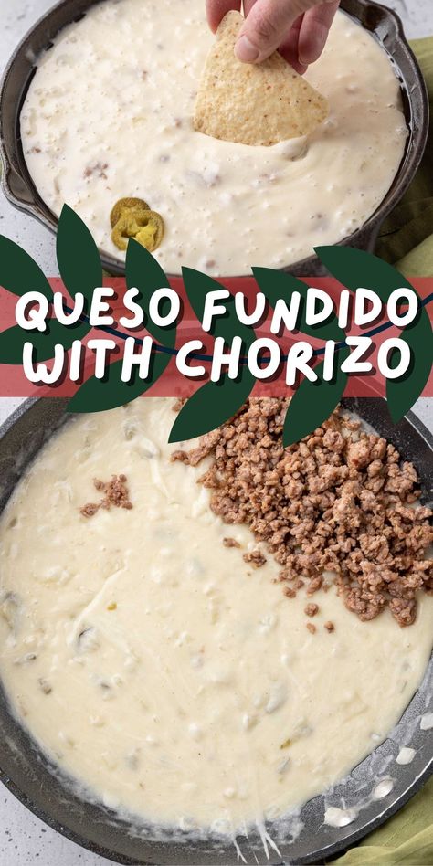 Chorizo Queso Fundido, Chorizo Cheese Dip Recipes, Chorizo Dip Recipes, Queso Chorizo Dip, Chorizo Cheese Dip, Queso Fundido With Chorizo, Chorizo Queso Dip, Christmas Dips, Queso Chorizo