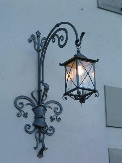 Wrought Iron Awning, Wrought Iron Lights, Wrought Iron Furniture, Wrought Iron Decor, Blacksmith Projects, Iron Wall Decor, Iron Lamp, House Front Design, Grill Design