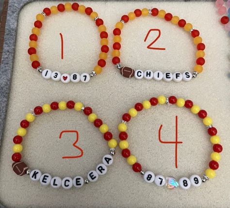 Kansas City Chiefs Jewelry, Swift Friendship Bracelets, Taylor Swif, Making Friendship Bracelets, Hair Bracelet, Cute Friendship Bracelets, Friendship Bracelets Designs, Stacking Bracelets, Bead Charms Diy