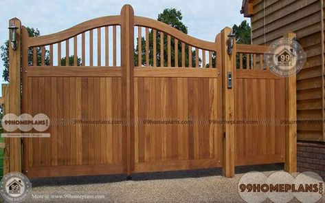 Wall Compound Gate Design home interior Compound Gate Design, Wooden Electric Gates, Wooden Gate Designs, Metal Driveway Gates, Old Gates, Wooden Gates Driveway, Timber Gates, Wooden Gate, Driveway Design