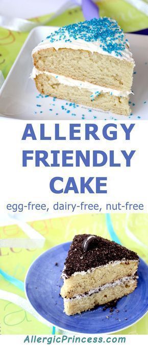 Dairy Free Egg Free Cake, Soy Free Cake, Dairy Free Cake Recipe, Nut Free Desserts, Allergy Friendly Desserts, Egg Free Desserts, Egg Free Cakes, Allergen Free Recipes, Dairy Free Cake