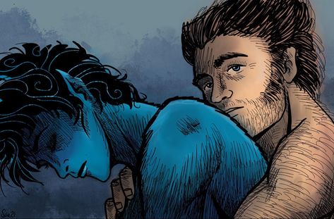 Logurt Fanart, Logurt Xmen, Logan X Kurt, Nightcrawler Wallpaper X Men, Nightcrawler Fanart, Nightcrawler And Wolverine, X Men Nightcrawler Fanart, Nightcrawler Comic Panel, Xmen Fanart