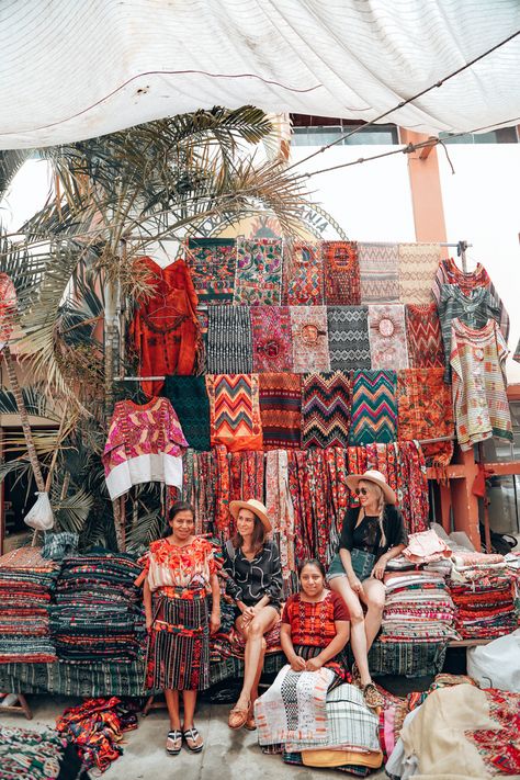 Guatemala Textiles, Chocolate Avocado Smoothie, Lake Atitlan Guatemala, Ethical Travel, Guatemala Travel, Lake Atitlan, Textile Market, Vintage Textile, Market Stalls