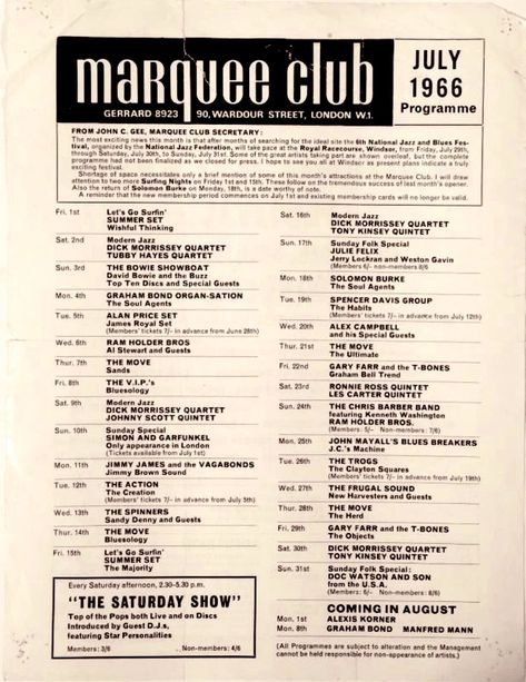 Midnight Club Poster, London After Midnight Band Poster, Marquee Club London, London Clubs Nightclub, Solomon Burke, 1960s Concert Posters, Music Concert Posters, London Clubs, Morrissey