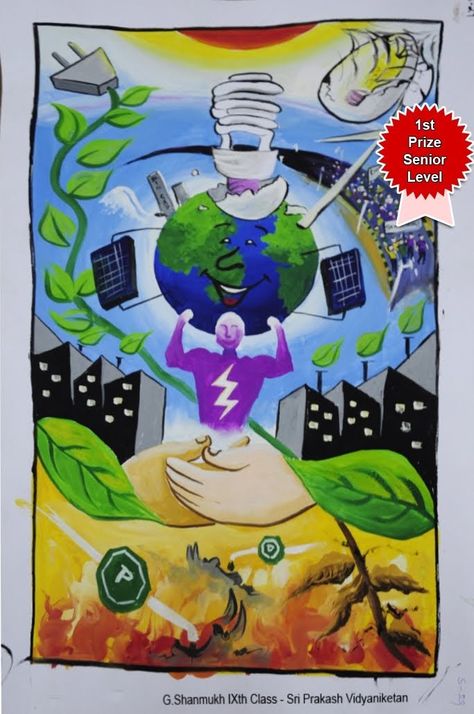 Energy Saving Poster, Poster Ideas School, Energy Conservation Poster, Save Energy Poster, Conservation Poster, Art Competition Ideas, Earth Drawings, Bff Matching, Drawing Competition