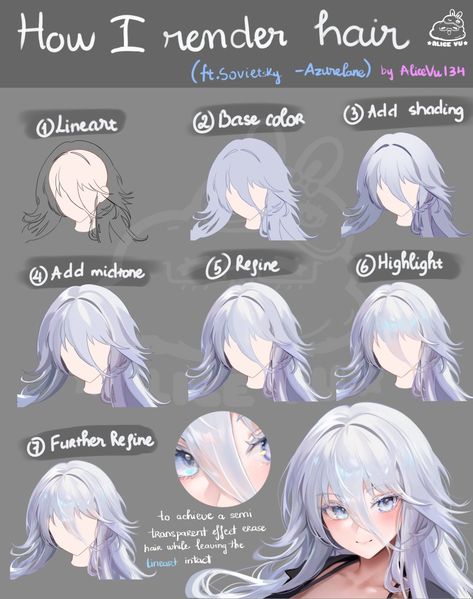 Hair Colouring Tutorial, Digital Art Tutorial Beginner, V Model, Pelo Anime, الفن الرقمي, Drawing Hair Tutorial, Concept Art Tutorial, Digital Painting Techniques, Anime Tutorial