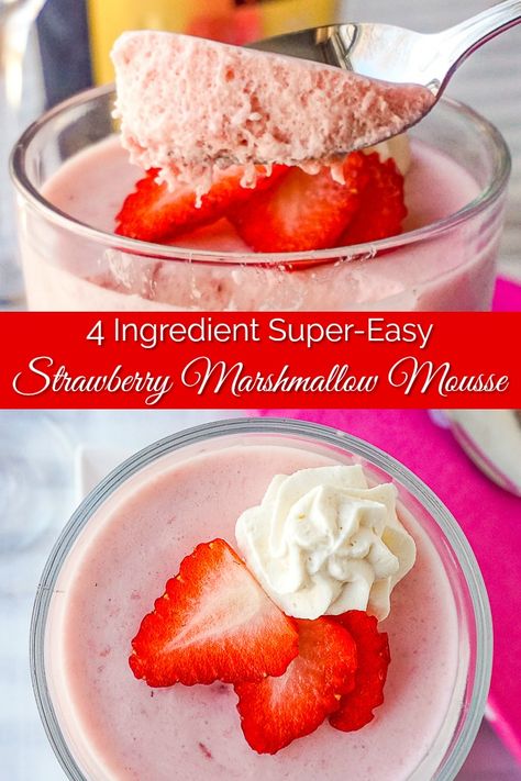 Marshmallow Mousse Recipes, Marshmallow Mousse, Mousse Recipes Easy, Strawberry Mousse Cake, Strawberry Marshmallow, Canadian Recipes, Moms Recipes, Impressive Dessert, Strawberry Pudding