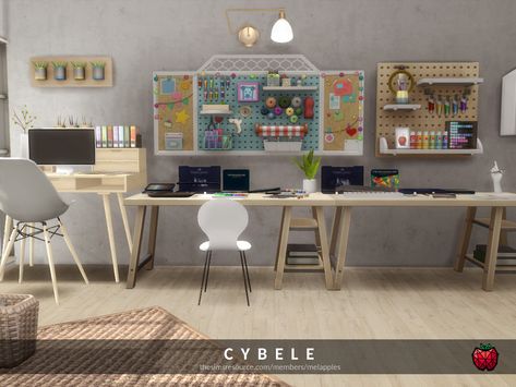 Sims 4 Cc Sewing Room, Sims 4 Home Office Cc, Sims 4 Cc Craft Room, Sims 4 Craft Room, Sims 4 Cc Art Studio, Sims 4 Art Studio Cc, Sims 4 Art Studio, Sims 4 Cc Tsr, Teen Desk