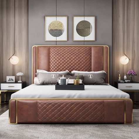 Leather bed frame