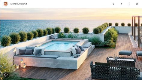 Design Per Patio, Kleiner Pool Design, Moderne Pools, Hot Tub Patio, Balcony Pool, Swimming Pool Architecture, Rooftop Design, Rooftop Terrace Design, Pool Landscape Design