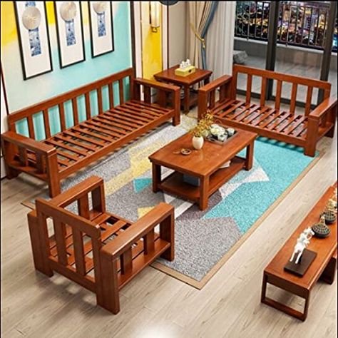 LSGF Teak Wood/Pure Sagwan Wood/Antique Fashional Charpie Wide Soft Metal livingroom Wood Sofa Sets (2 Seater Sofa, Brown) : Amazon.in: Home & Kitchen 6 Seater Sofa, Sala Set, Sofa Set For Living Room, درج السلم, Spacious Sofa, Sofa Design Wood, Wooden Sofa Set Designs, Wooden Sofa Designs, Corner Sofa Design