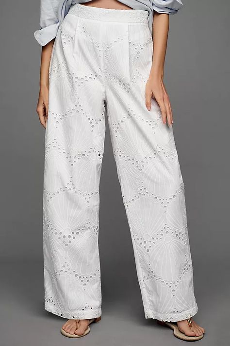 Corey Lynn Calter Eyelet Trouser Pants | Anthropologie Classic Style Outfits, Punk Scene, Spring Fashion Outfits, 50 Fashion, Spring Summer Outfits, Trouser Pants, Spring Outfits, Side Zip, Classic Style