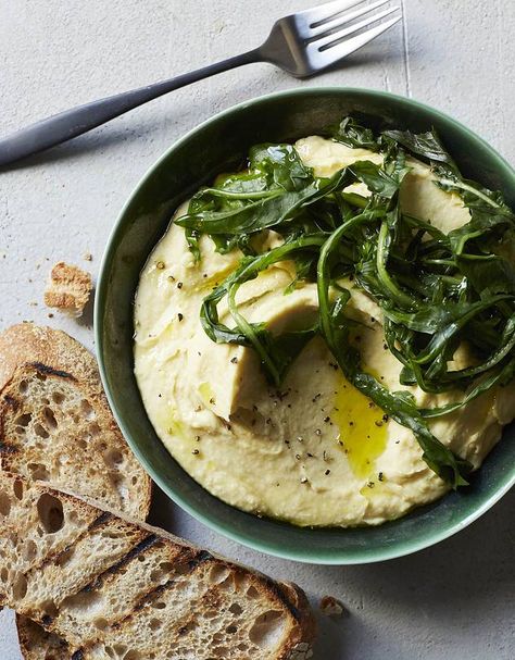 LUSH LIFE | The chickpea puree should be loose and luscious enough to sop up... Chickpea Puree, Wilted Greens, Dandelion Greens, Rainy Saturday, Spring Dishes, Grilled Bread, Plant Based Diet Recipes, Make Hummus, Eating Light