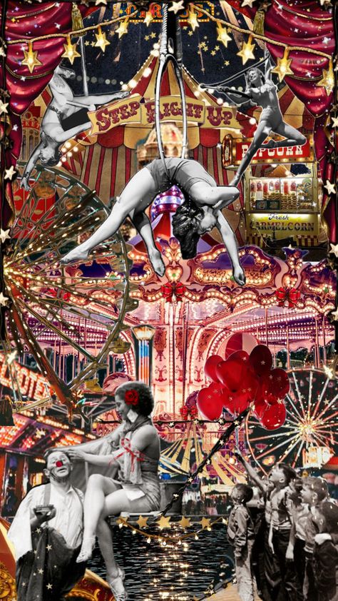 The Night Circus #vintage #circus #carnival #vintage #fyp #wallpaper Clowncore Wallpaper, Carnival Vintage, Circus Wallpaper, The Night Circus, Circus Vintage, Vintage Circus Party, Vintage Circus Posters, Circus Aesthetic, Happy Jar