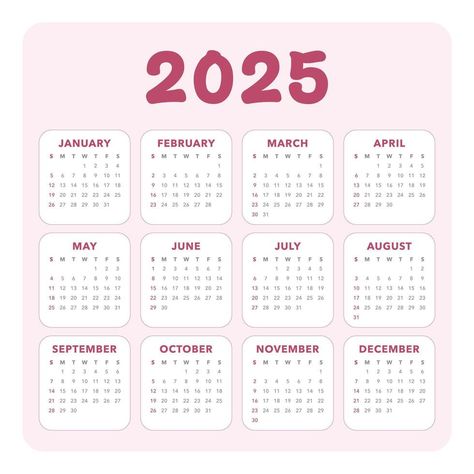 Cute Calander 2025, Preppy Calendar, Pink Template, Pink Calendar, Calendar Minimalist, Diy Calendar, Bath And Body Works Perfume, Girly Design, 2025 Calendar