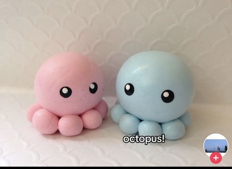 Clay Challenge Ideas, Clay Octopus Cute, Easy Cute Clay Ideas, Clay Characters Easy, Easy Clay Figures, Clay Date Inspo Pics, Cute Clay Figures Easy, Clay Date Ideas Easy, Clay Animals Easy