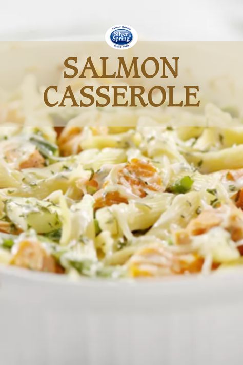 You can't beat a casserole for a classic weeknight dinner and this Salmon Casserole is perfect for whipping up earlier in the week, then having for leftovers. Insider tip: Add 2 tablespoons of Silver Spring Fresh Ground or Prepared Horseradish for Zing that pairs deliciously with salmon. #Casserole #Dinner #MidweekDinner #Leftovers #Horseradish #GiveItZing Salmon Leftovers Ideas, Leftover Salmon Ideas, Salmon Casserole Recipes, Leftover Salmon Recipes, Pizza Seafood, Vegetables Pizza, Appetizers Seafood, Salmon Casserole, Seafood Salads